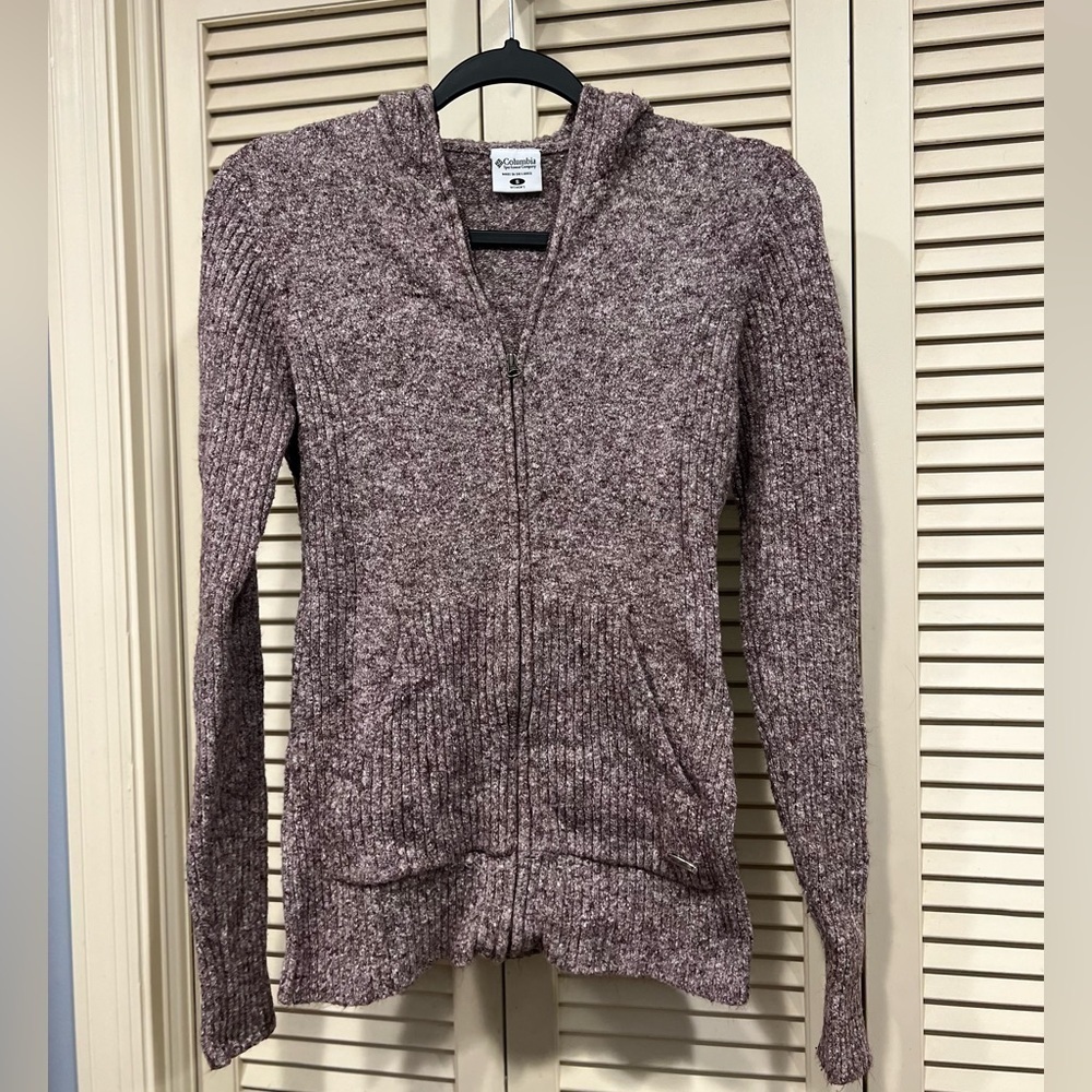 Columbia Cotton Purple Zip Up Jacket with Hood - Warm, Size Small